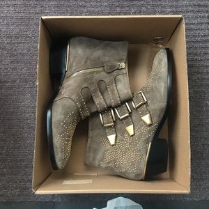 Chloe suzanna studded suede buckle bootie